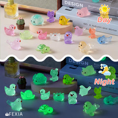 glow in the dark mini resin animal figures for fairy gardens