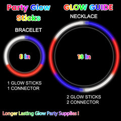 4th of July glow sticks set includes 50 sticks and 50 connectors