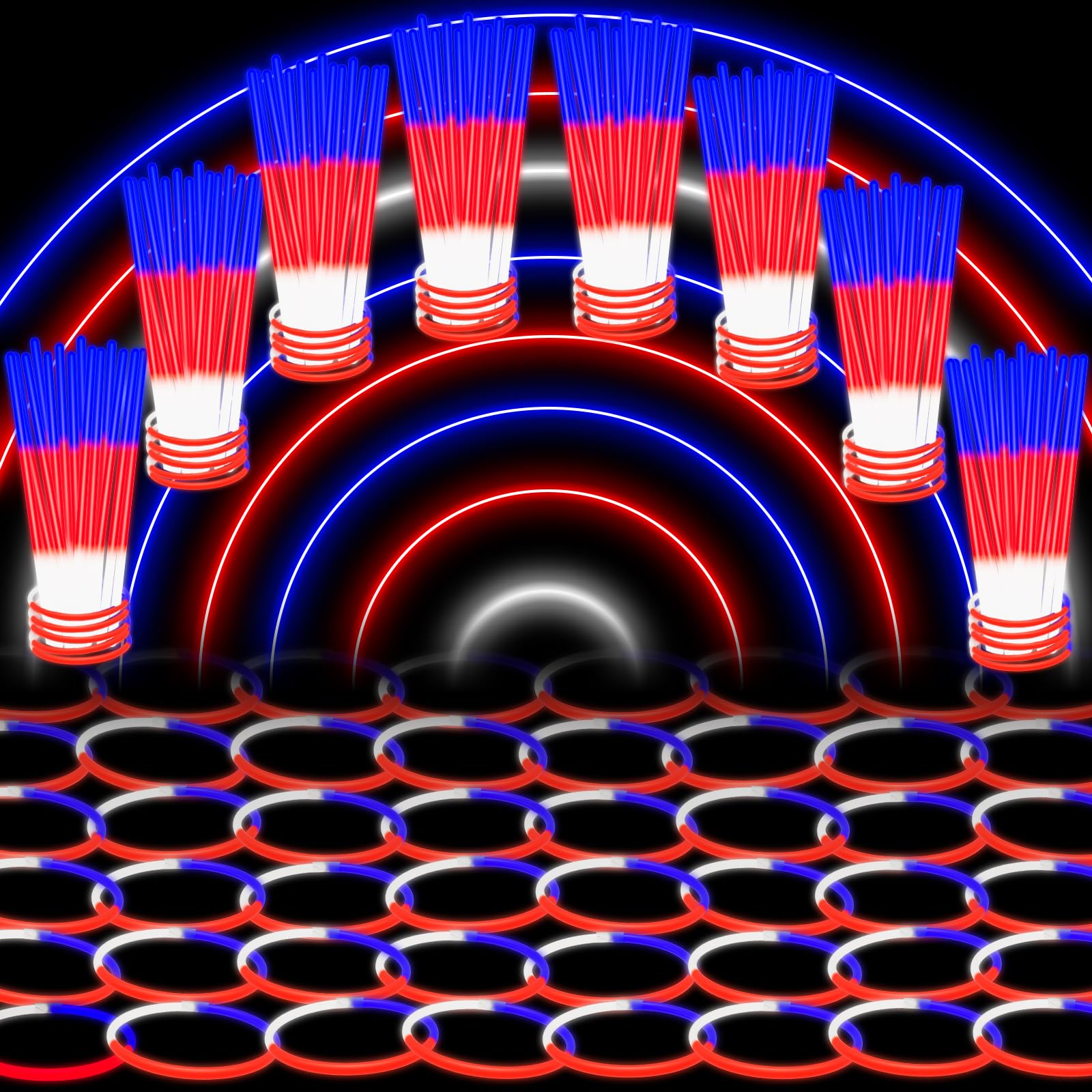 Glow Sticks Bulk for 4th of July party favors with 50 sticks and connectors