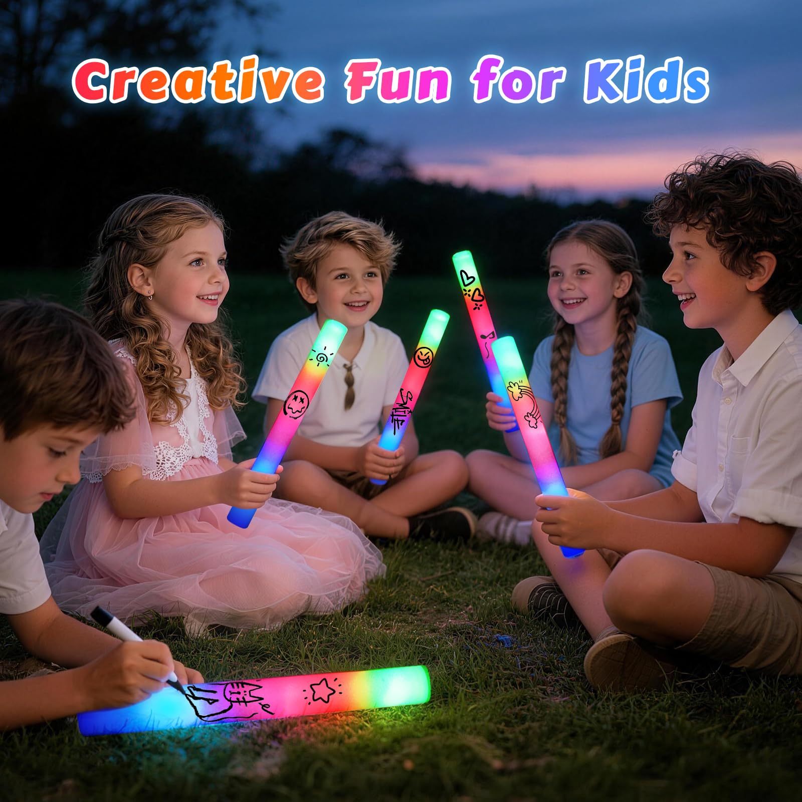 wedding party glow sticks used at night