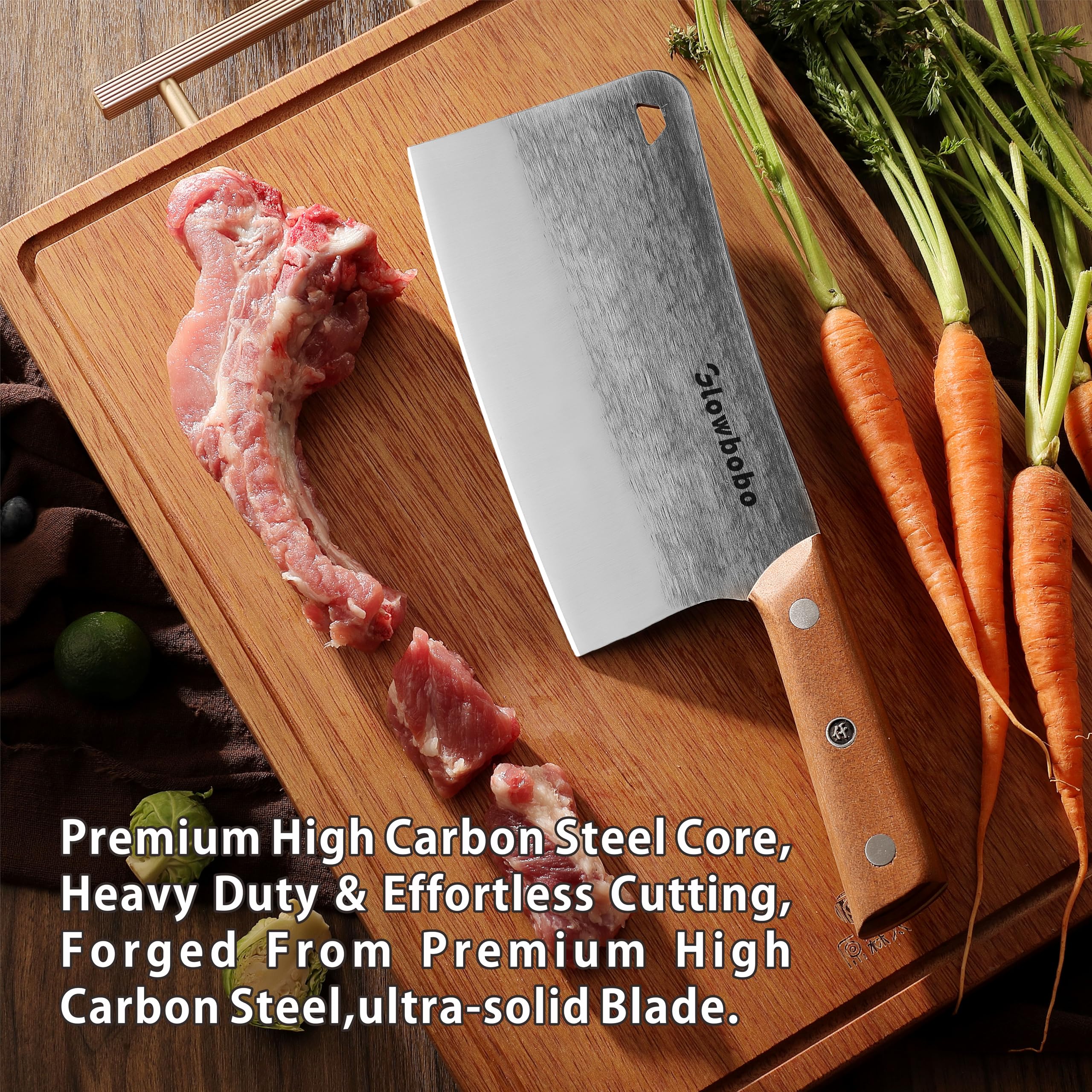 Glowbobo 5CR15 steel butcher knife for kitchen use