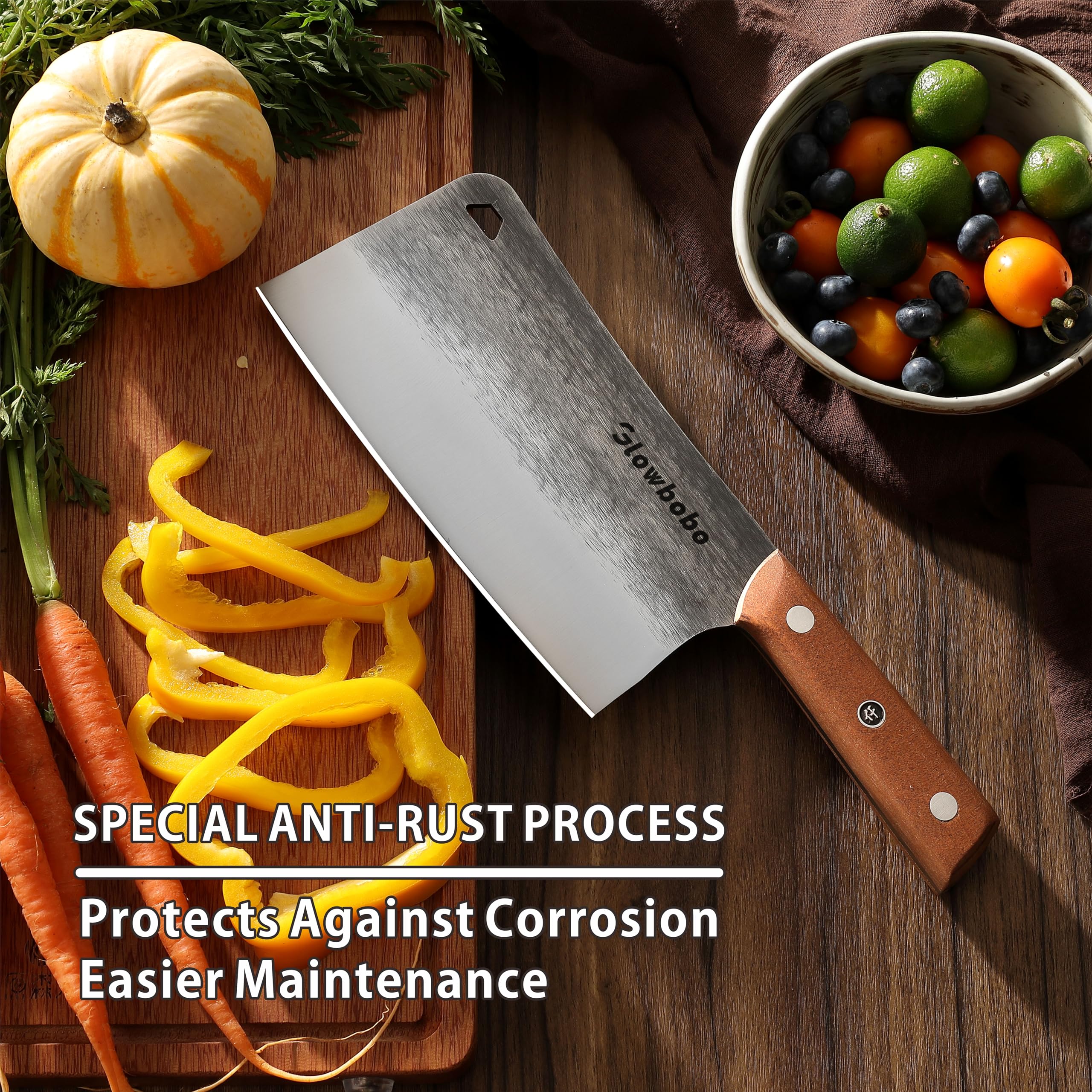 Glowbobo full tang butcher cleaver for heavy tasks