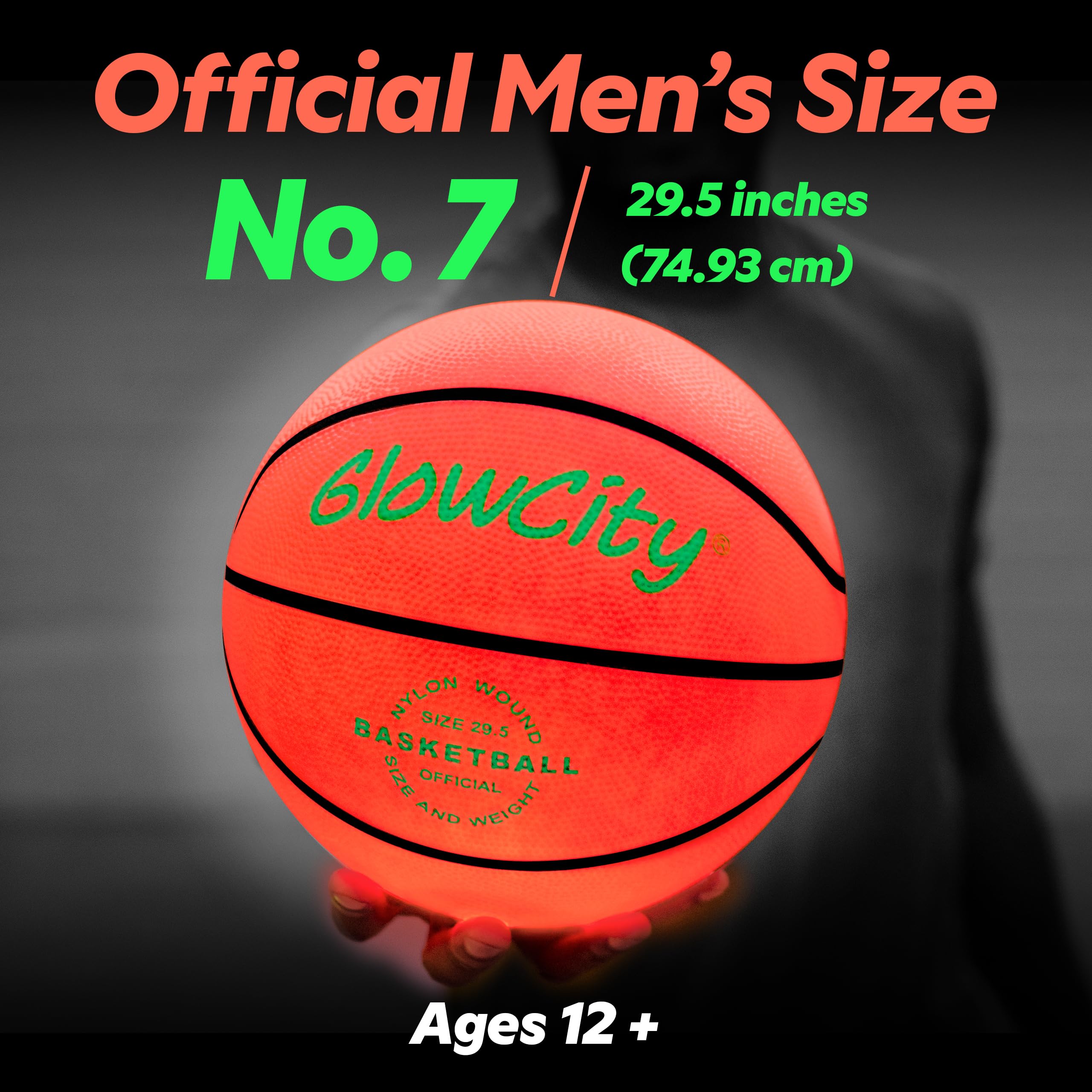 Size 7 basketball by GlowCity for teens and adults