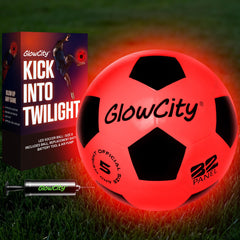 GlowCity glow in the dark soccer ball with two LEDs