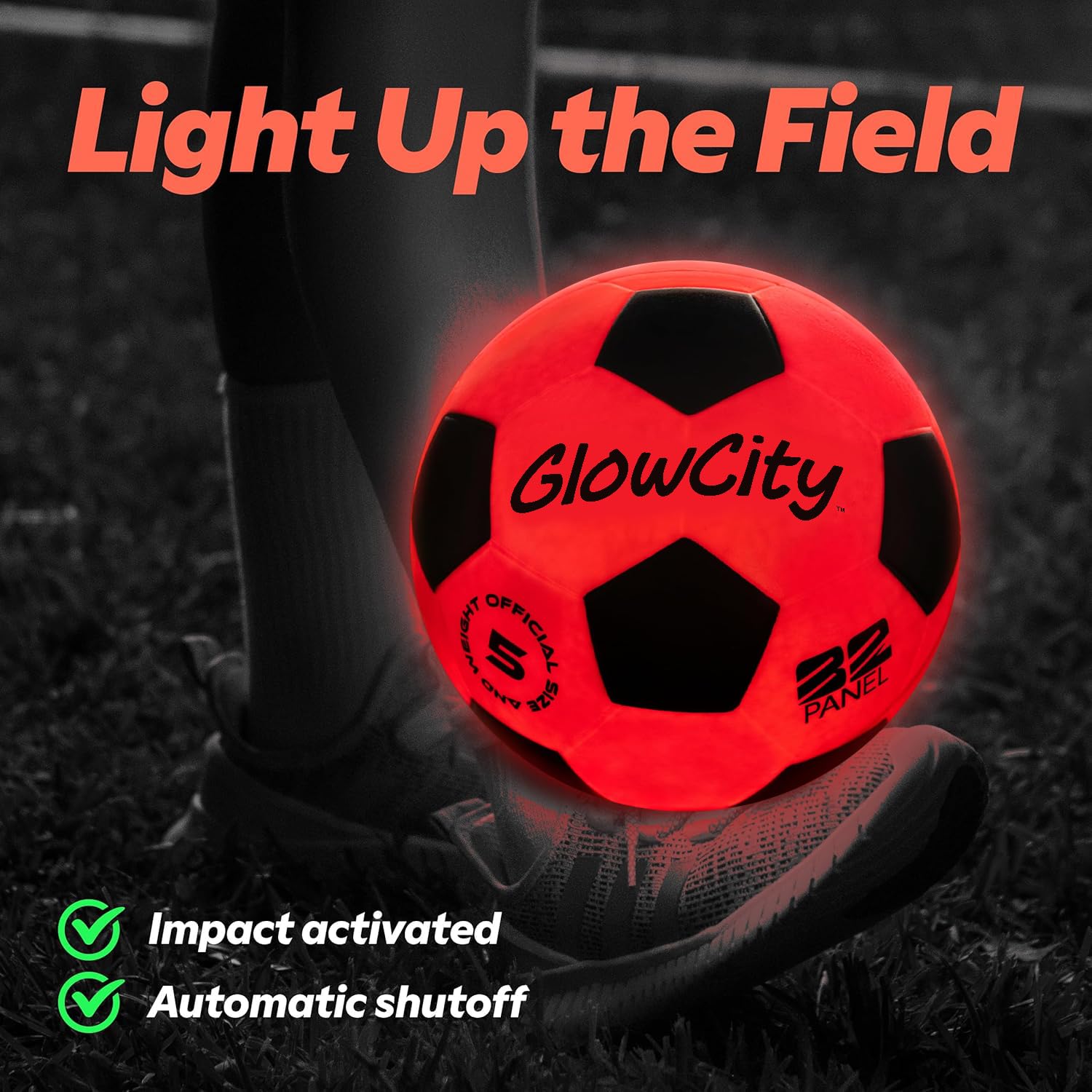 GlowCity glow in the dark soccer ball size 5 for teens