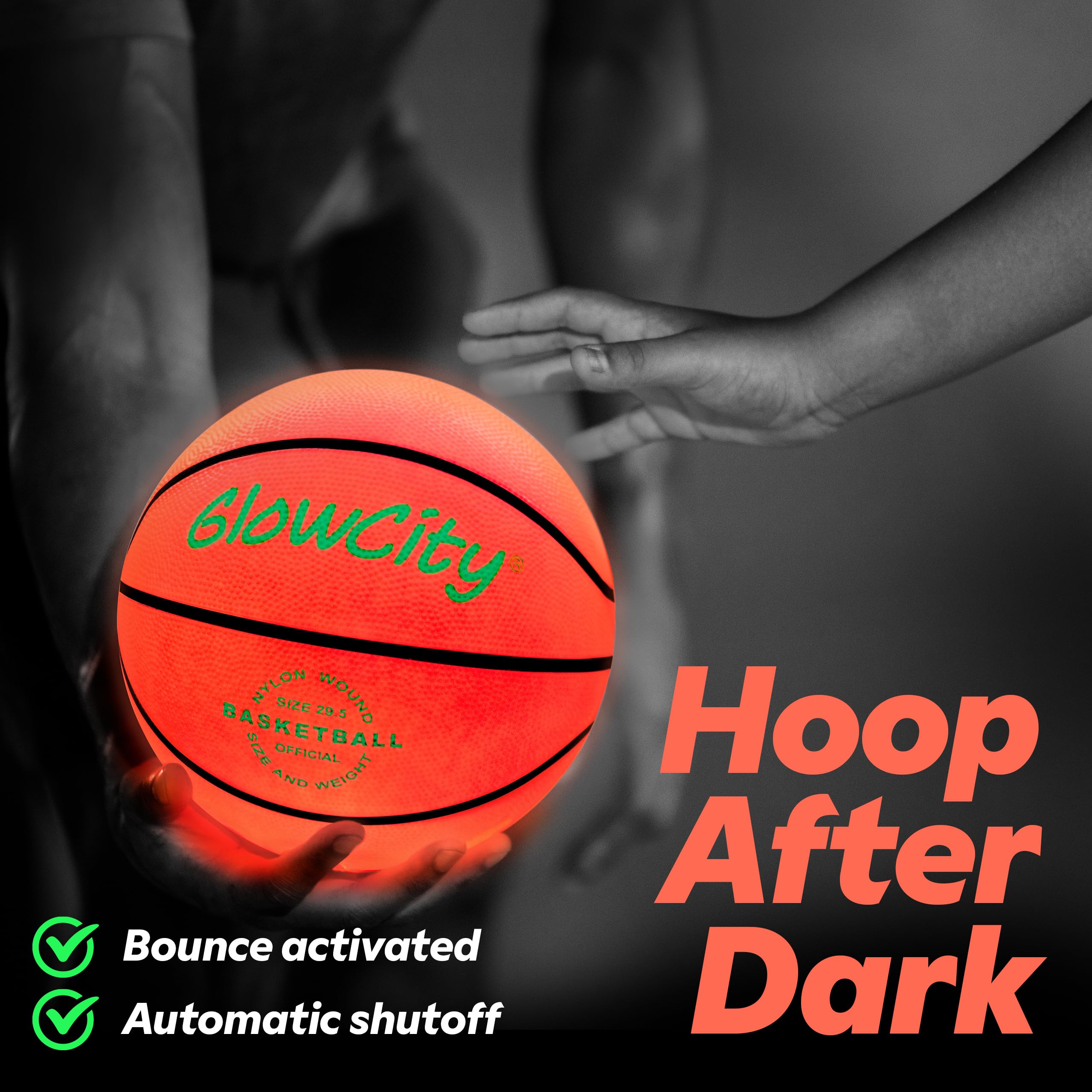 LED basketball glow city size 7 two lights for night play