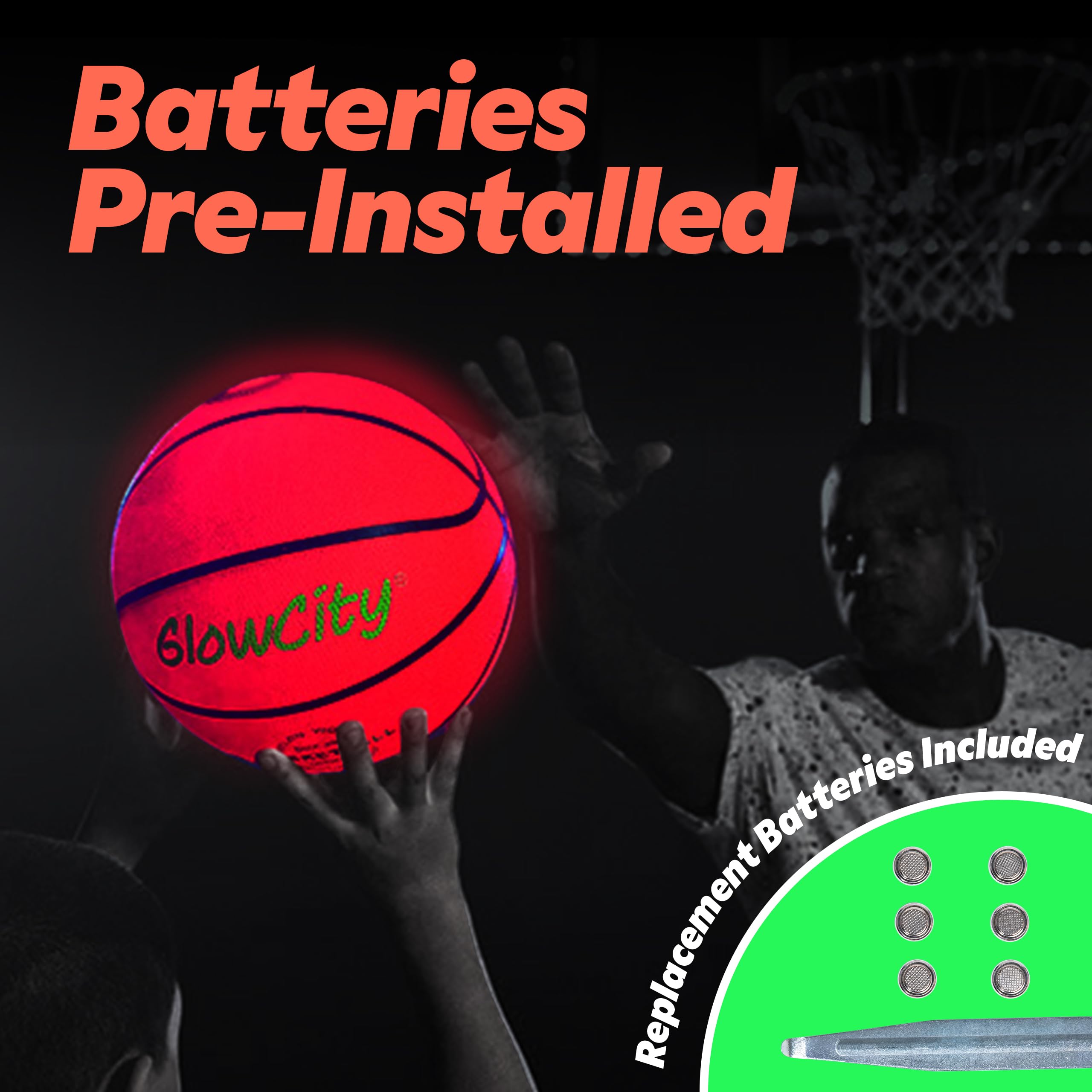 Red glow GlowCity basketball for outdoor nighttime games