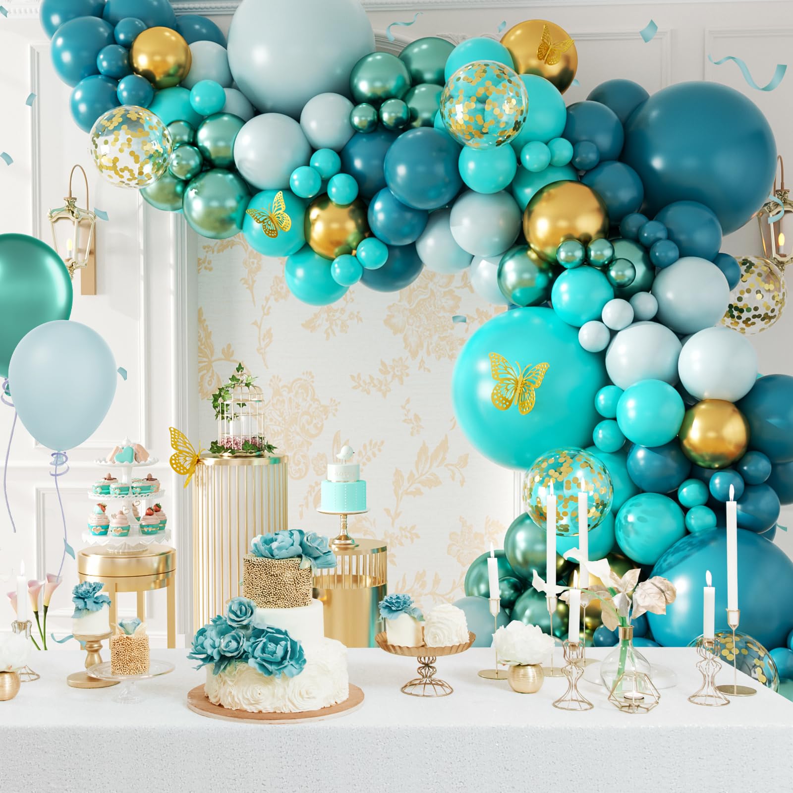 Glue dots blue ribbon and decorative strip for balloon arch kit