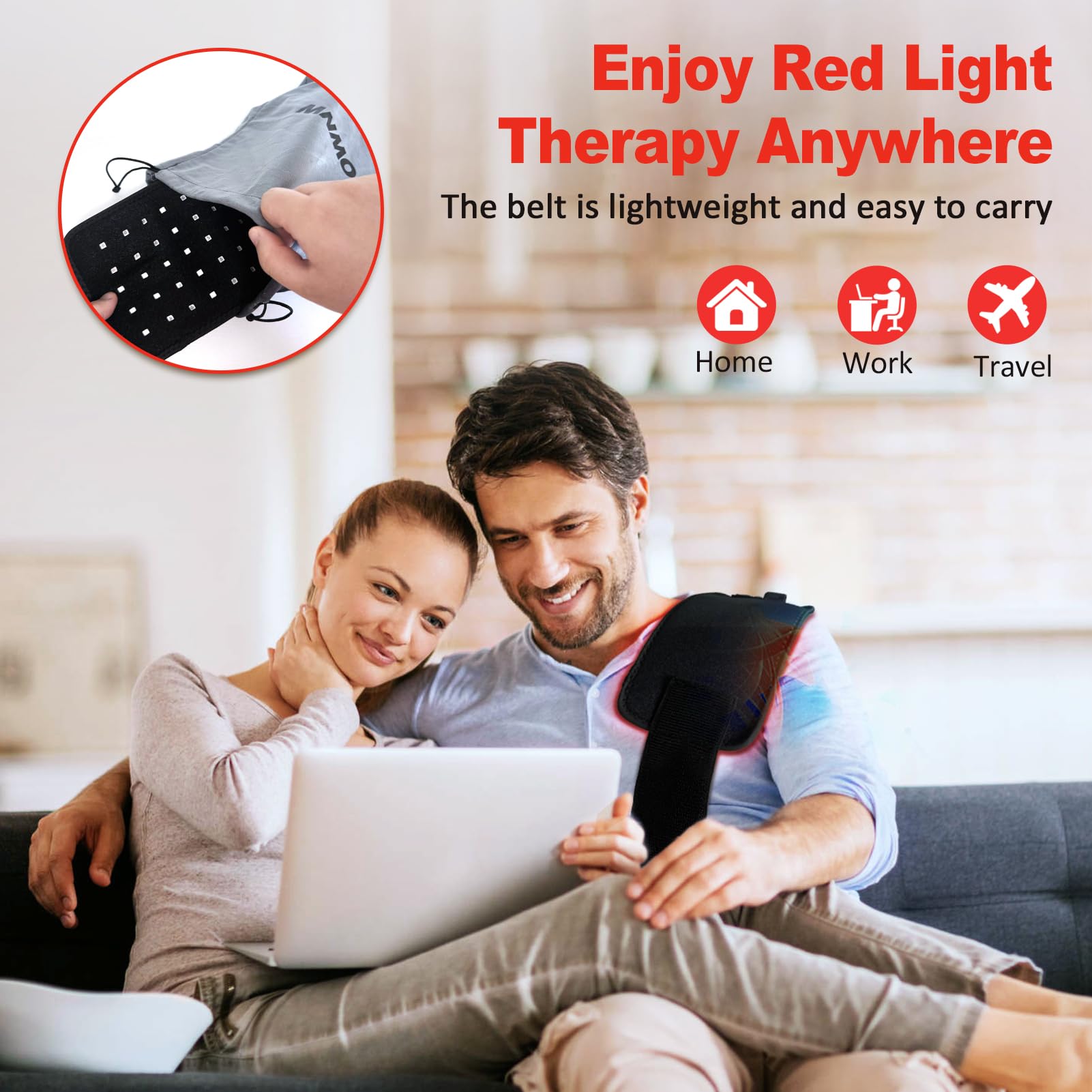 GMOWNW adjustable band red light pad used on waist or arm