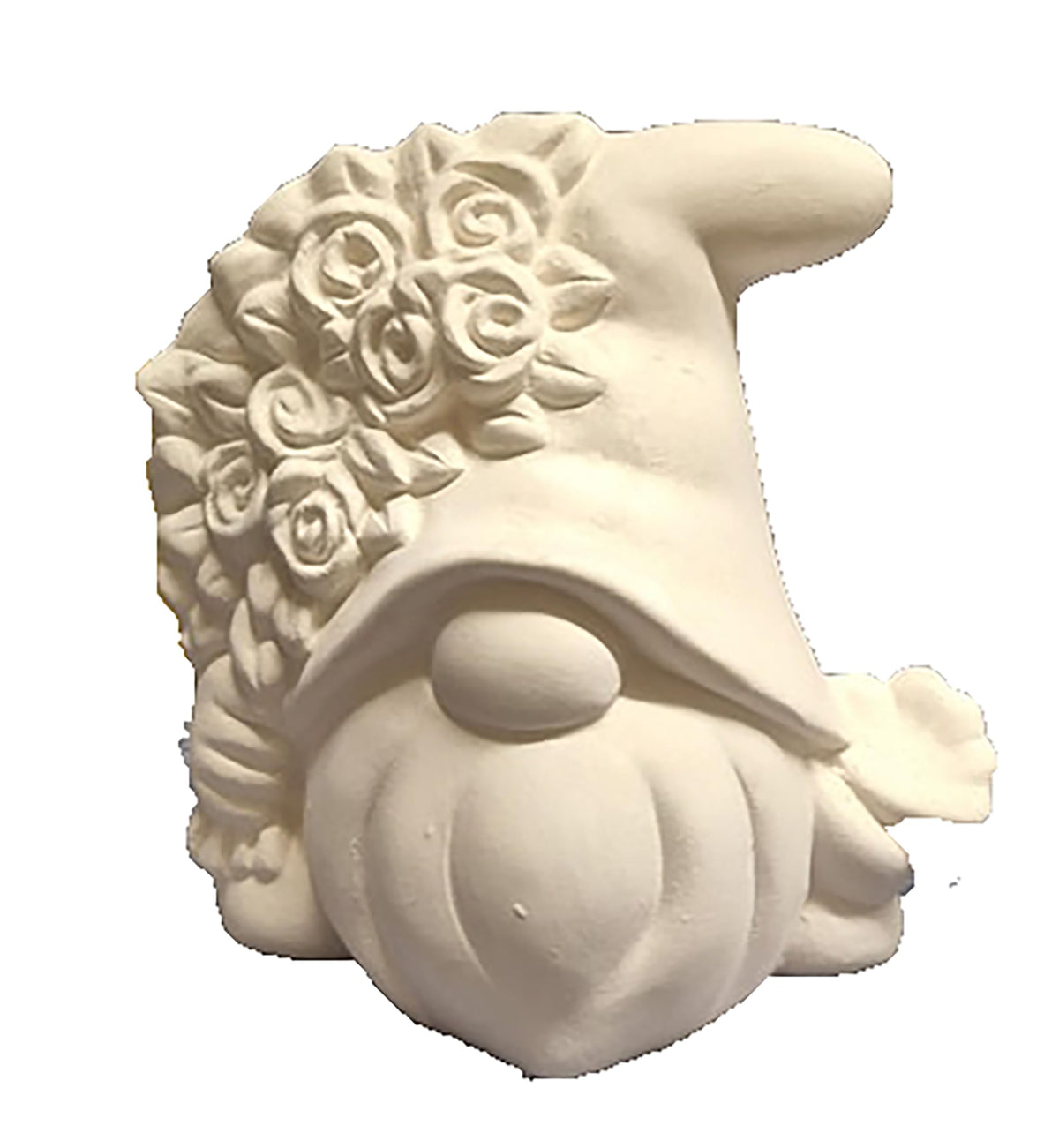 Gnome with Roses 4 inch ceramic bisque ready to paint