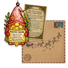 Gnomes gifts for women ornament shown on tree display