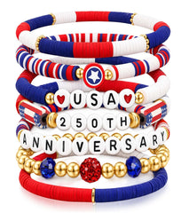 Go Ho 250th Anniversary USA Merchandise Bracelets 7 pack red white blue
