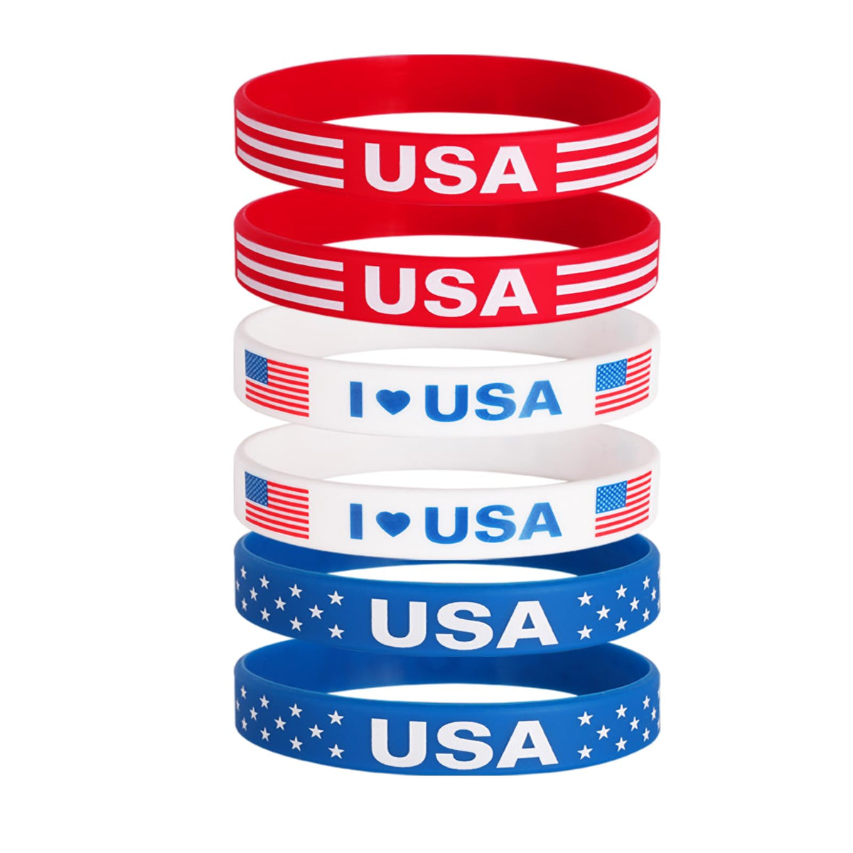 Go Ho 6 pack silicone bracelets for 4th of July