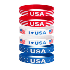 Go Ho 6 pack silicone bracelets for 4th of July