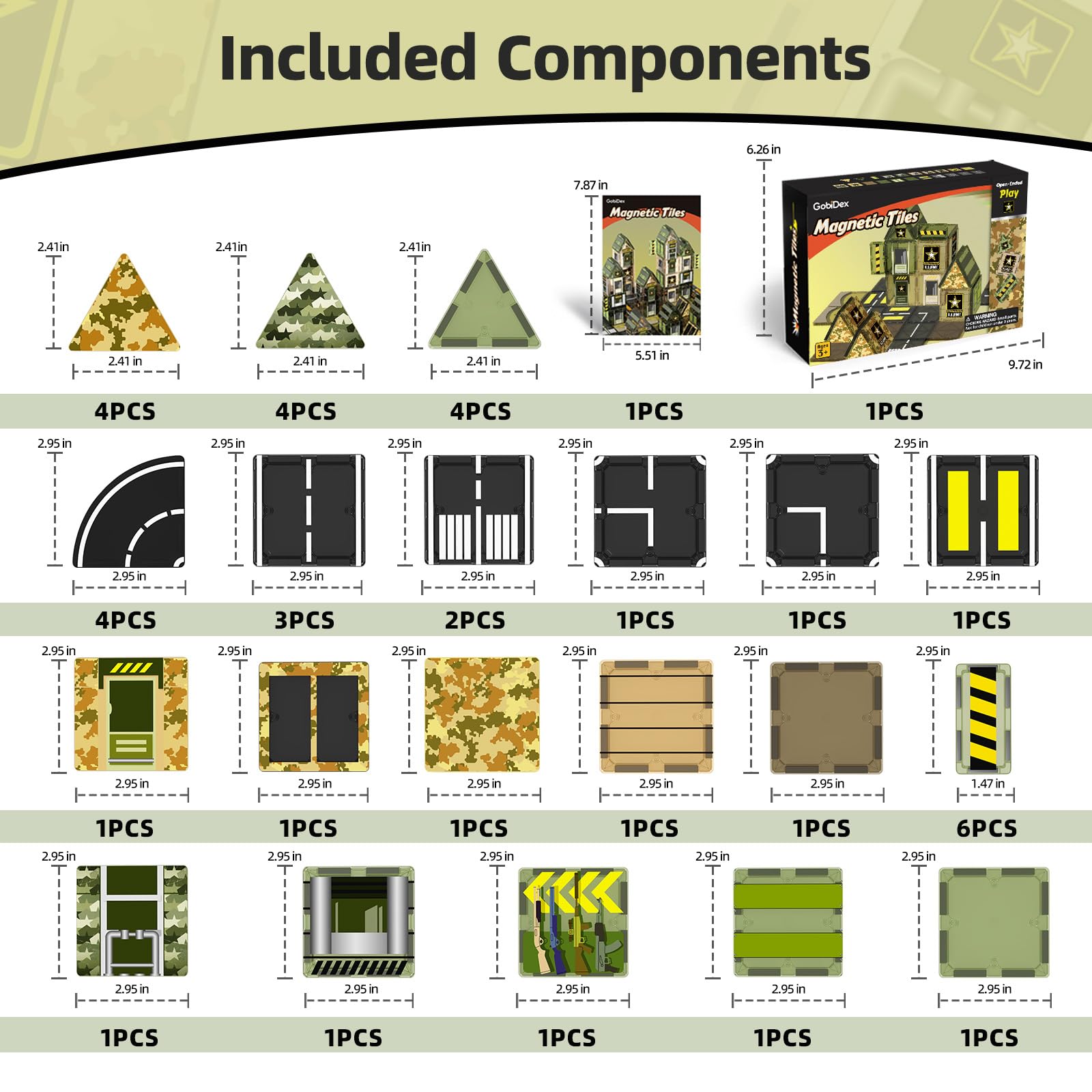 educational STEM army tiles set for ages 3 and up