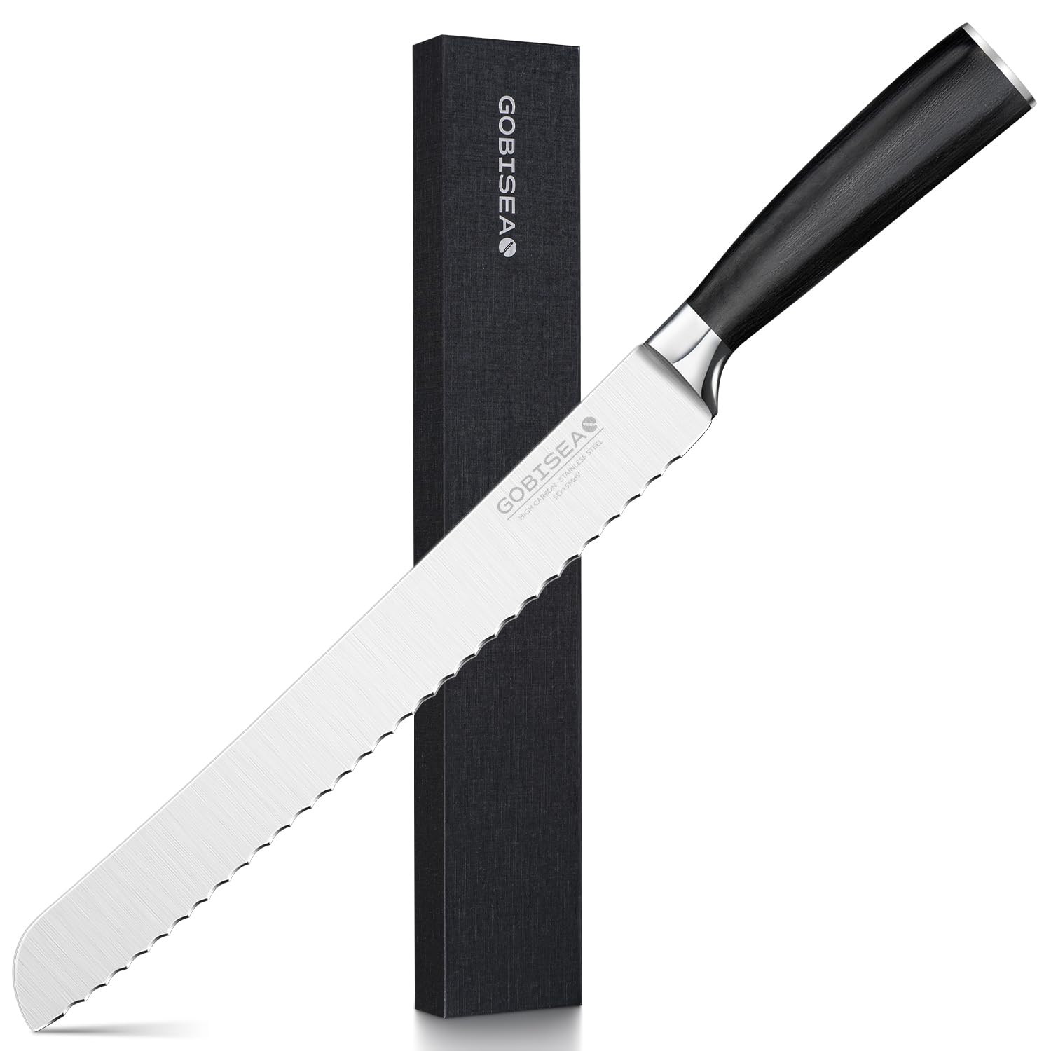 GobiSea 10inch serrated bread knife front view
