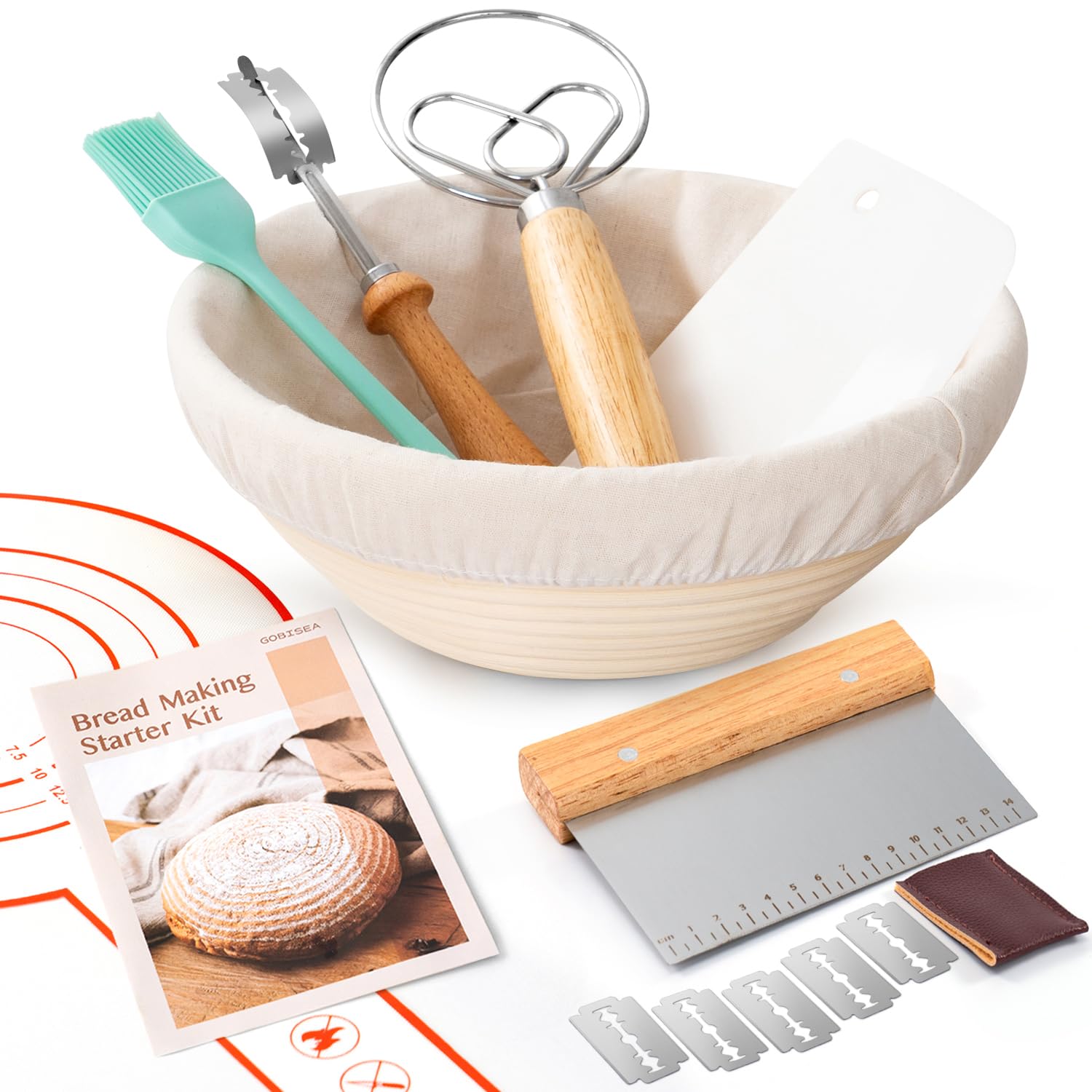 GobiSea sourdough starter kit with 9 inch round banneton basket