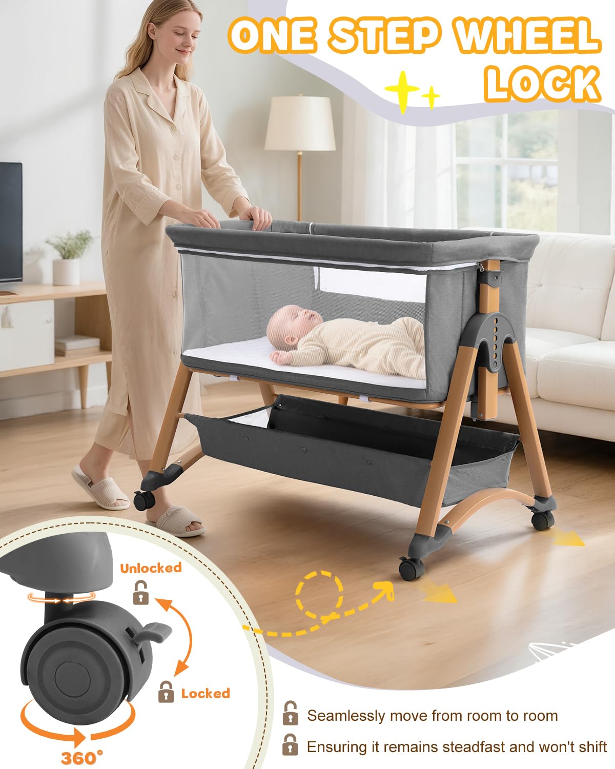 Waterproof machine-washable sheet included with bassinet