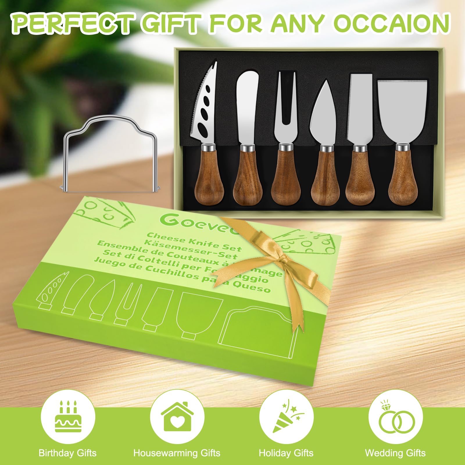 Goeveo charcuterie board cheese knives set on table