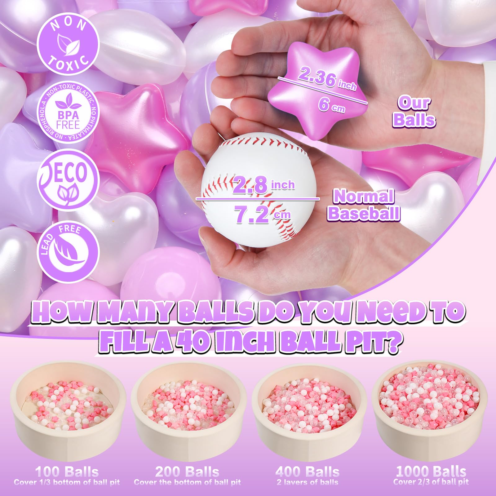 Stars and hearts shape balls for toddler play by GOGOSO