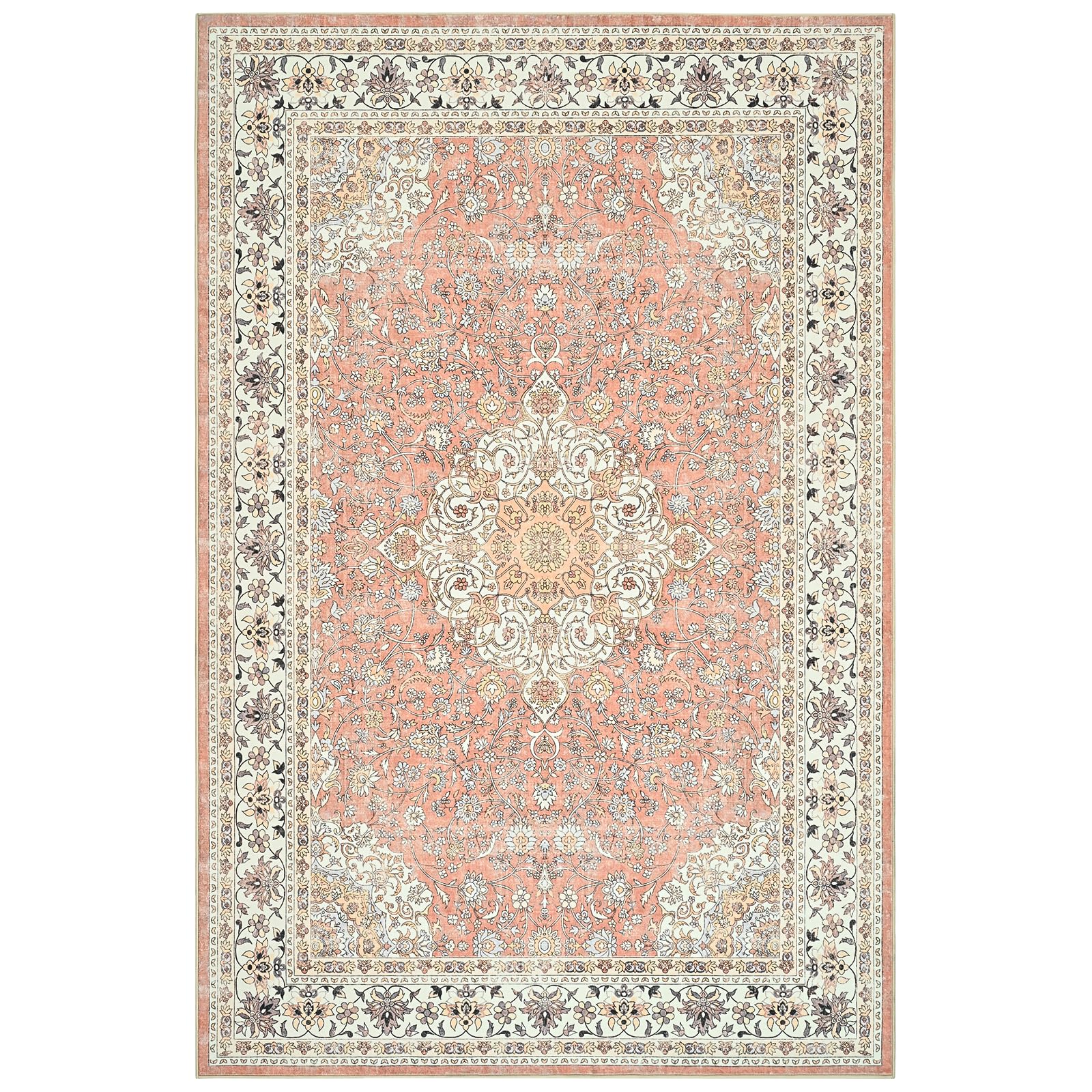 Goideal 8x10 dusty rose rug with low-pile texture