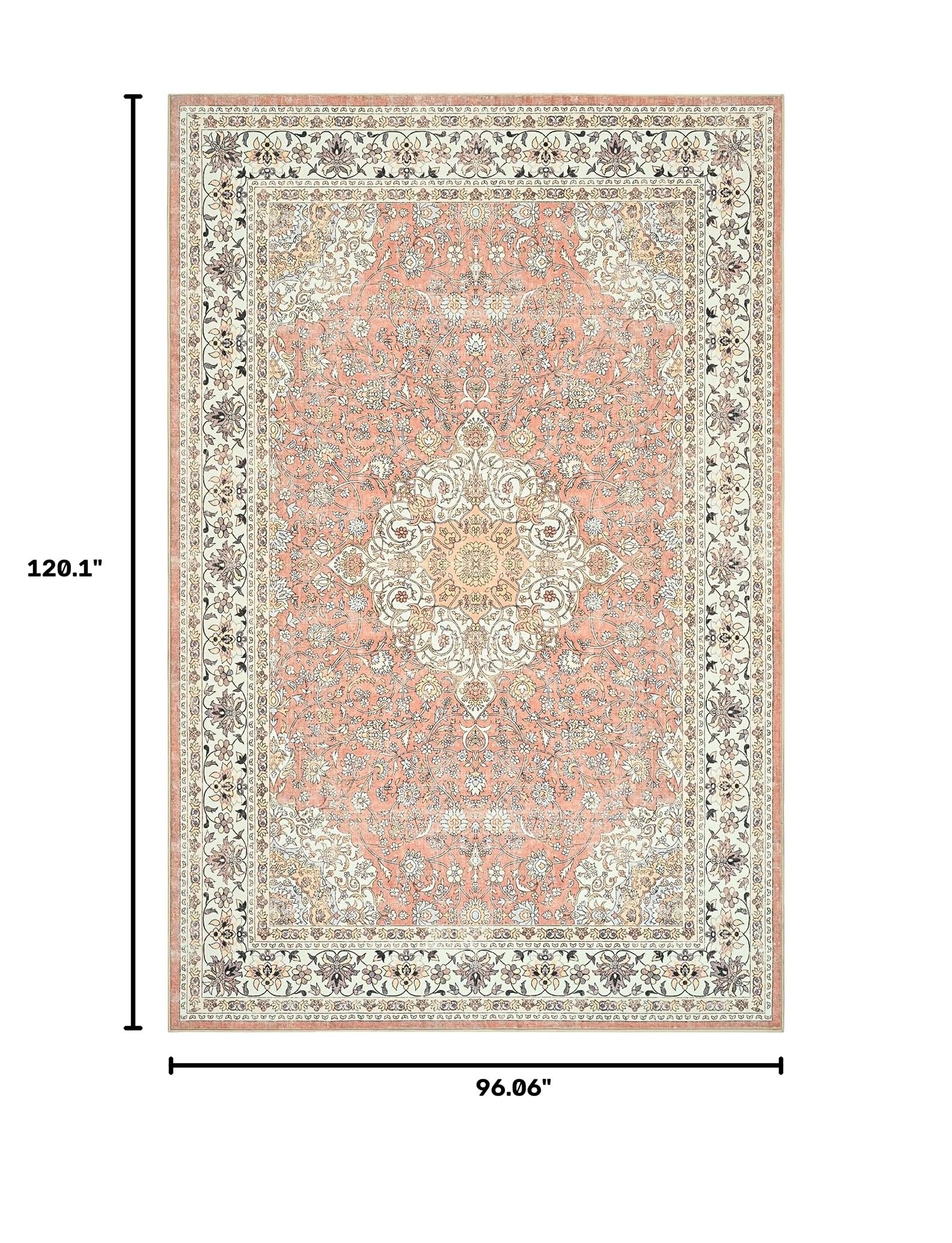 Dusty rose indoor rug 8x10 non-slip backing