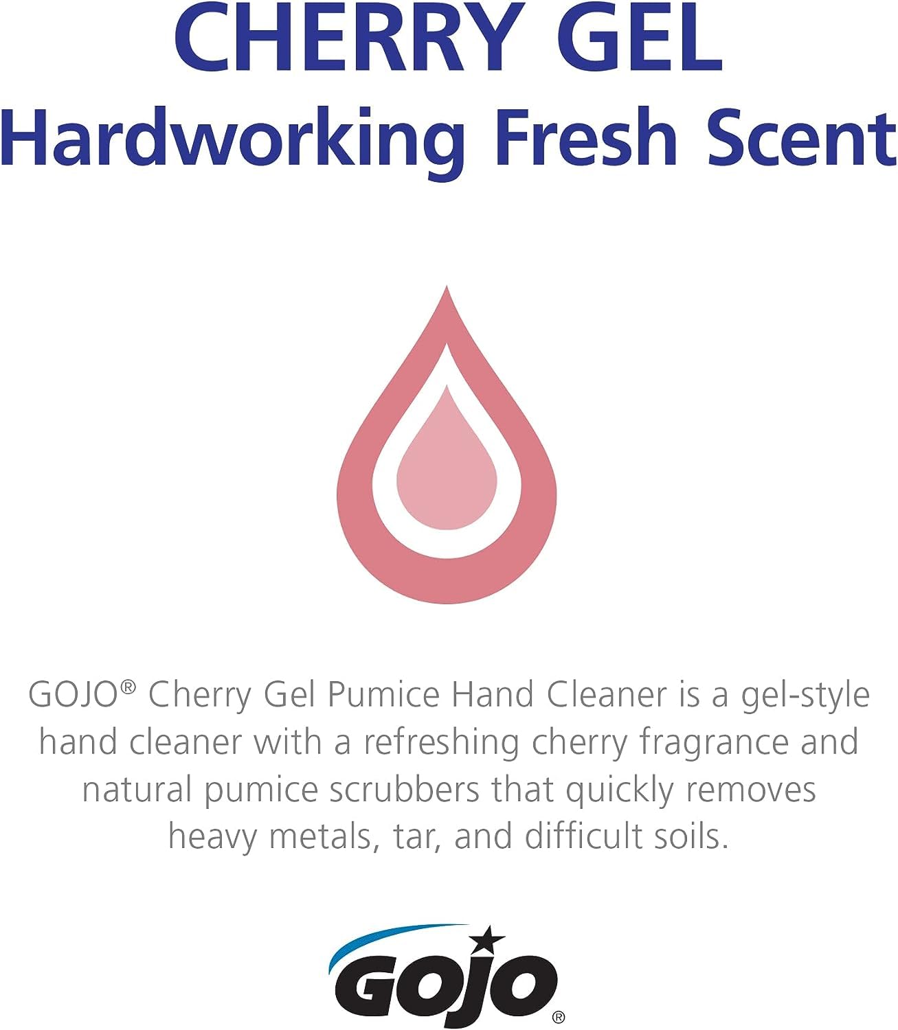 pH balanced GOJO Cherry Gel Hand Cleaner for hands and arms