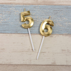 Gold 56th birthday candle pair for cake topper