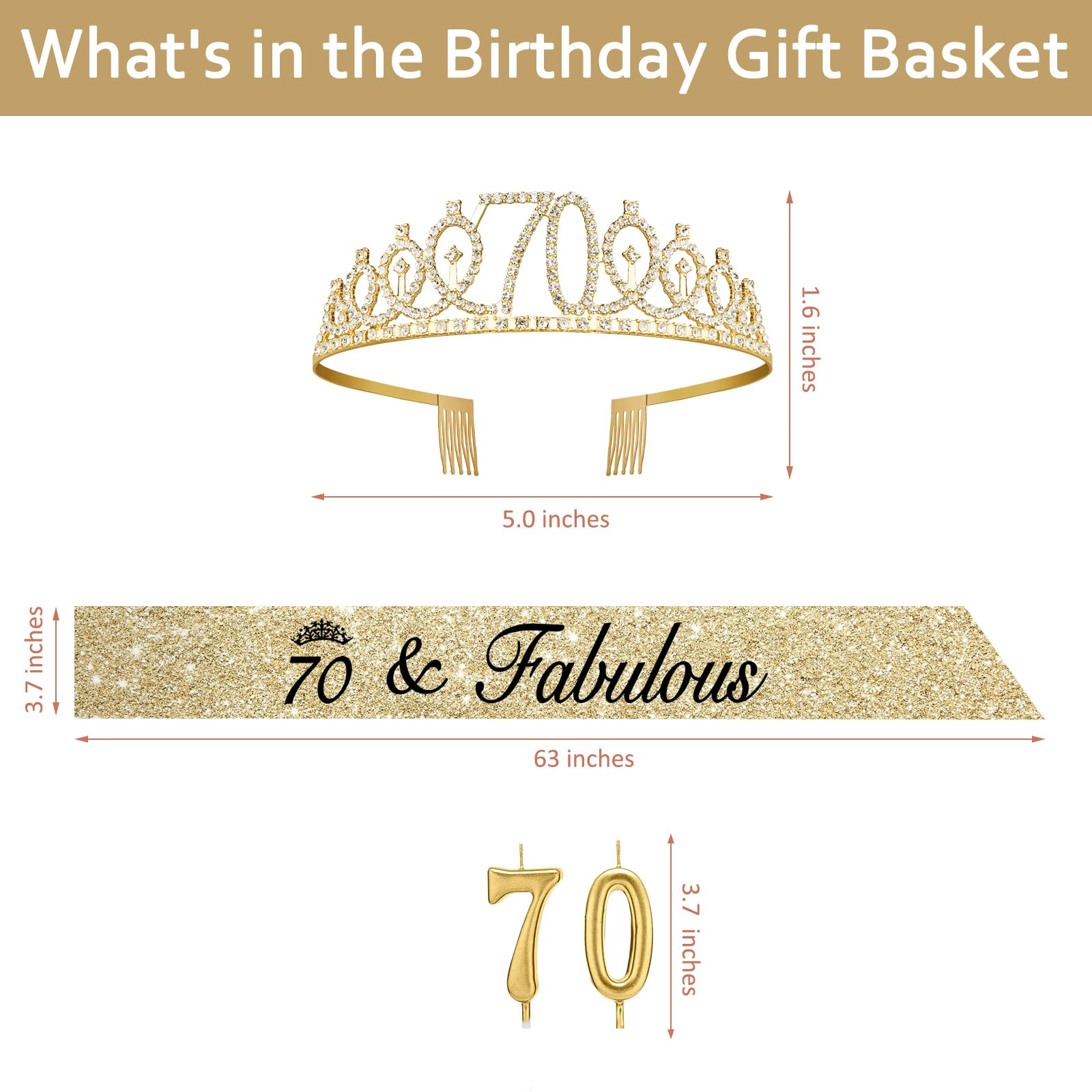Gold 70th birthday candles two numeral 7 and 0