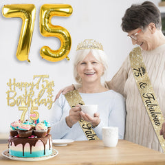 YeohJoy gold 75th birthday sash