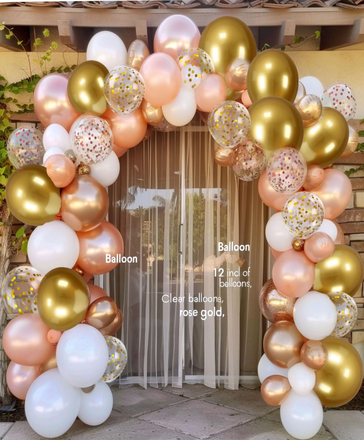 gold confetti balloons included in 12-inch latex kit