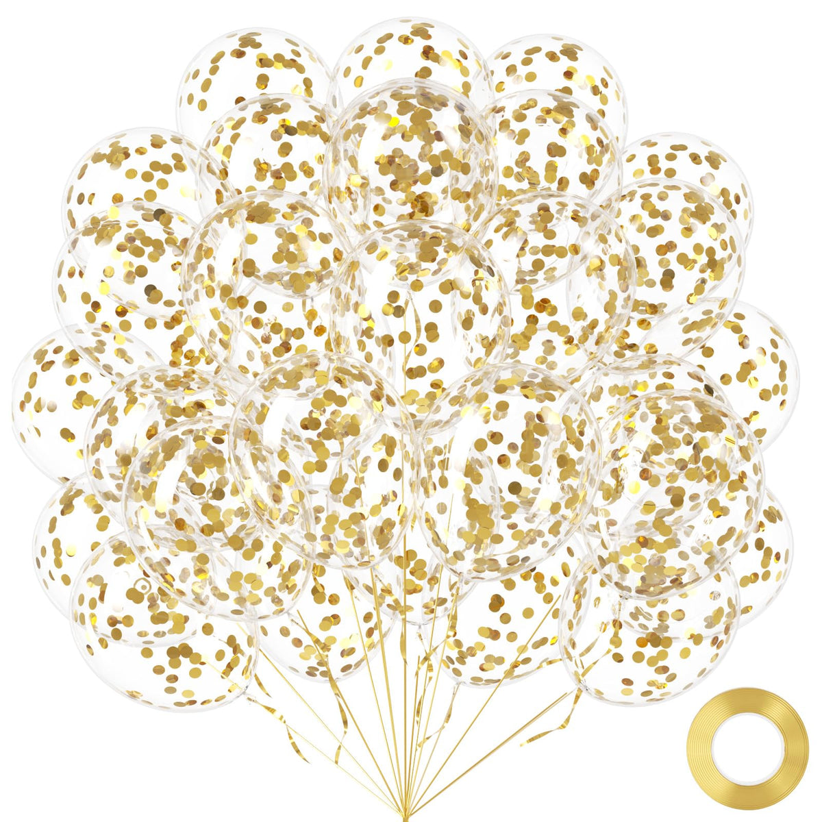 Gold confetti balloons 12 inch set for party decor