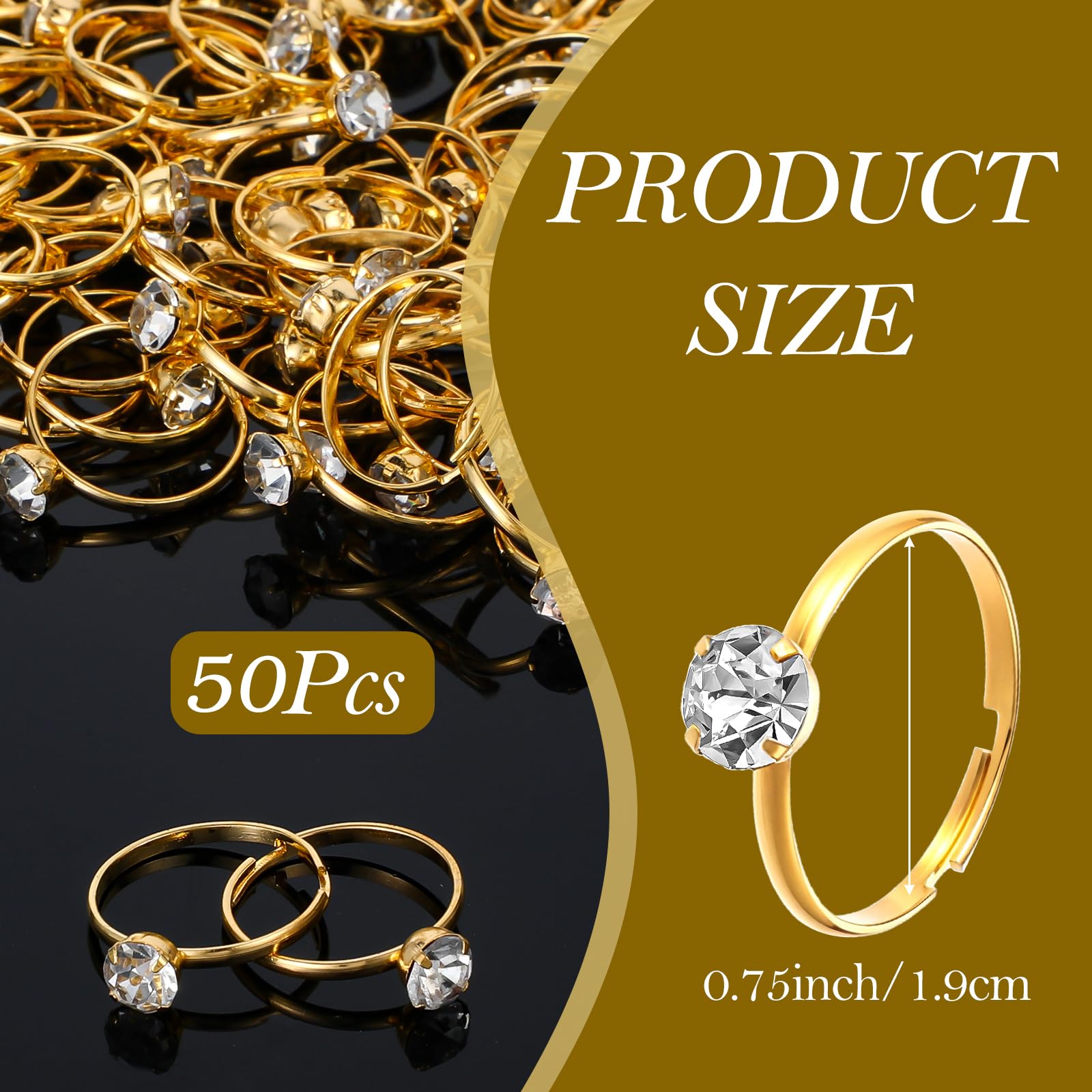 Close up of adjustable gold diamond engagement rings