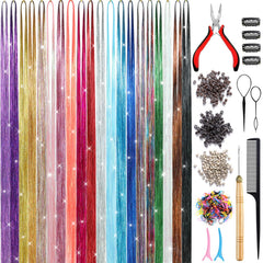 Gold hair tinsel kit with tools for women and kids