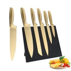 Gold Knife Set 6-Piece titanium coated stainless steel blades