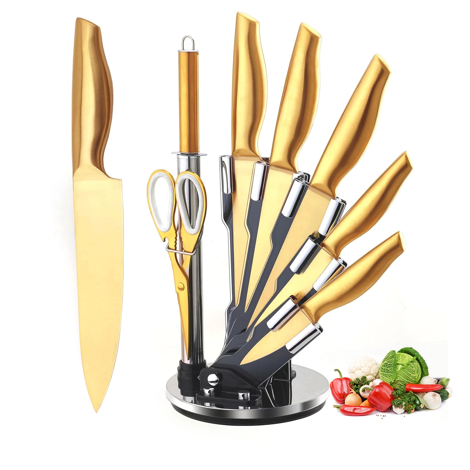 Gold Knife Set 8Pcs Chef Knife