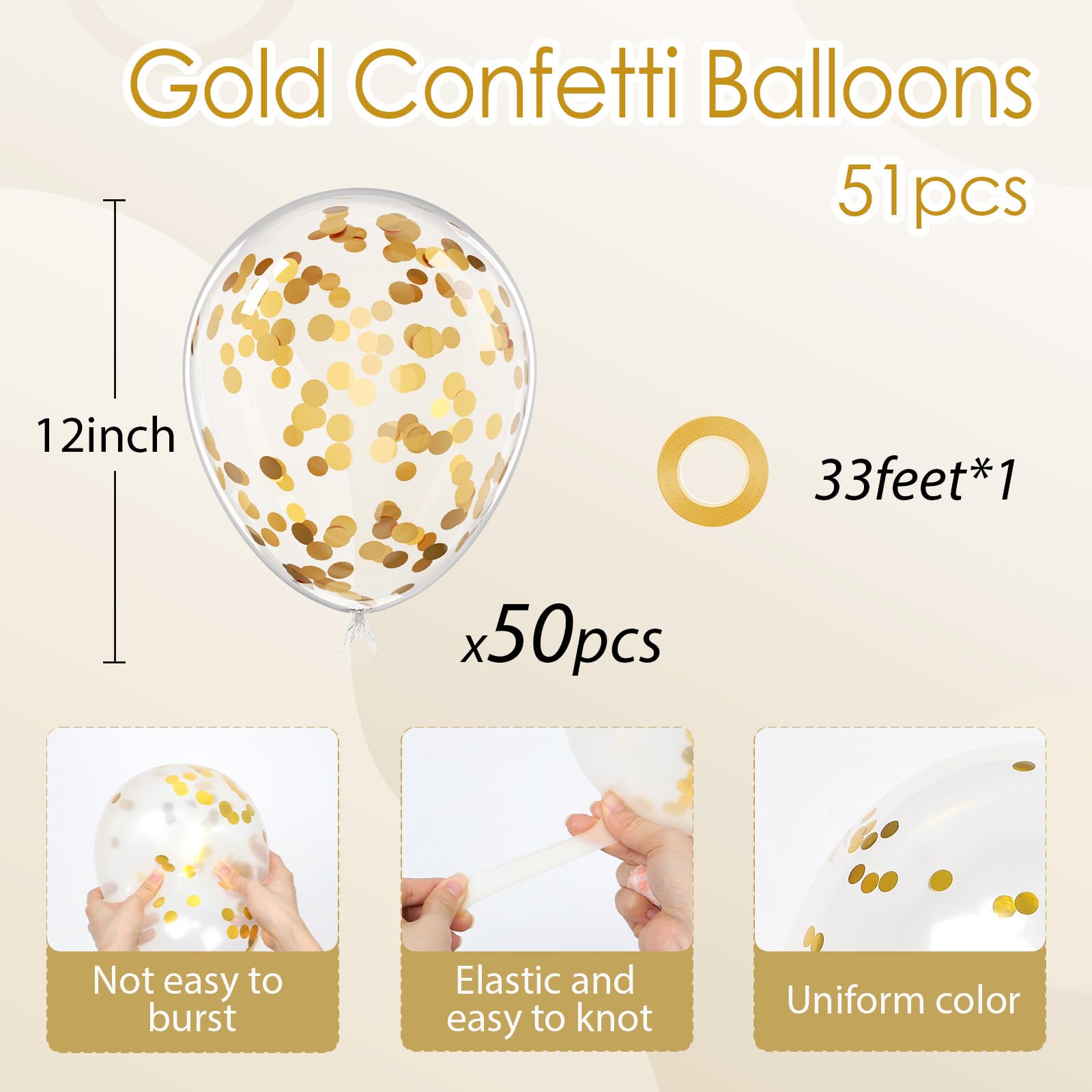 Gold latex balloon 50pcs pack for celebrations