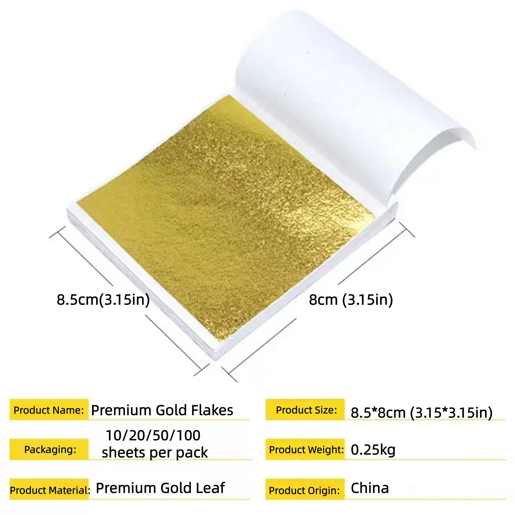 easy application gold leaf sheets with protective tissue papers