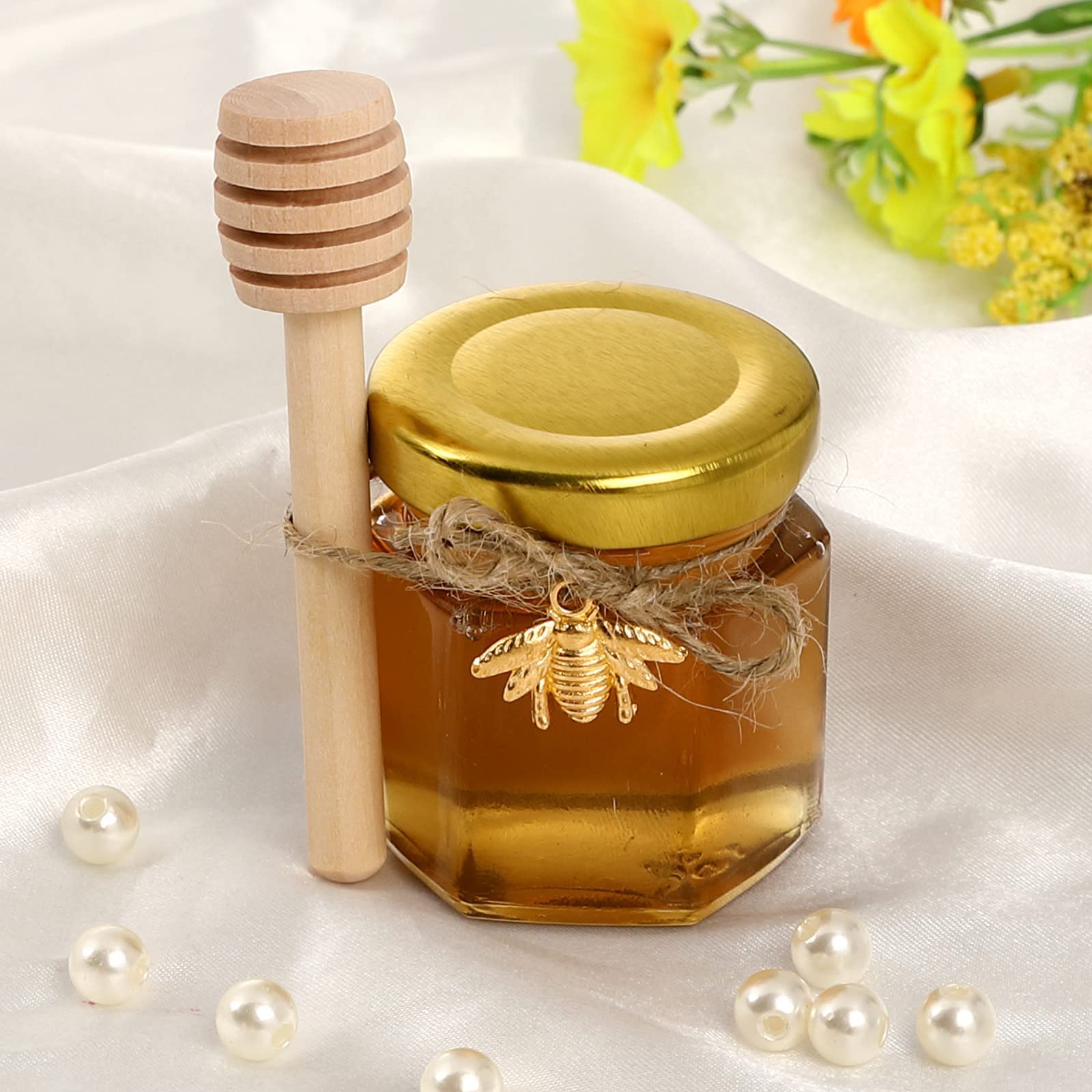 Gold lid included for hexagon jars