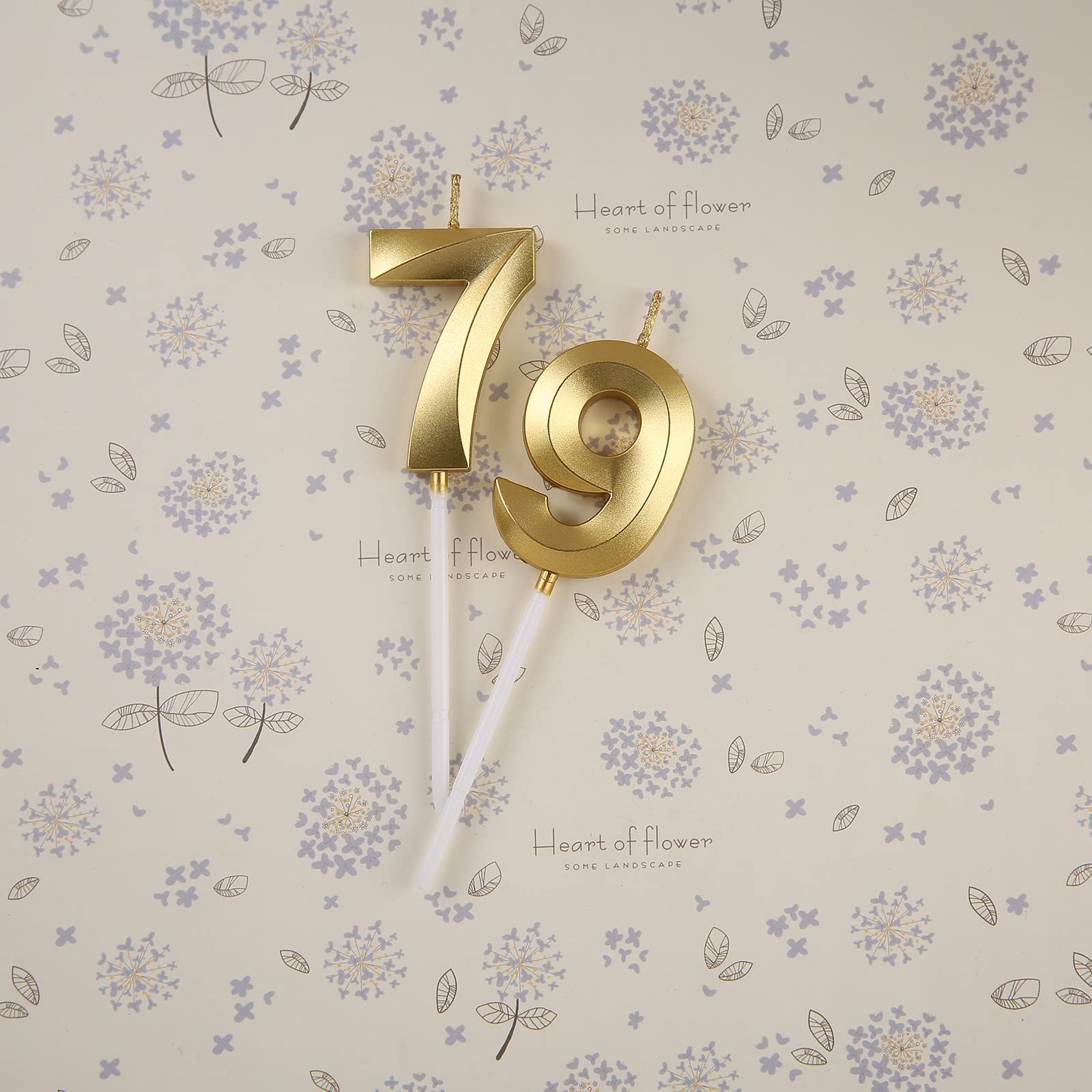 Gold number 79 97 cake topper candle for celebrations