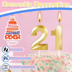 Gold birthday candles decorative cake topper for parties