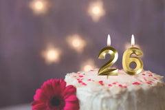 Gold number candles 26 62 for cake decoration
