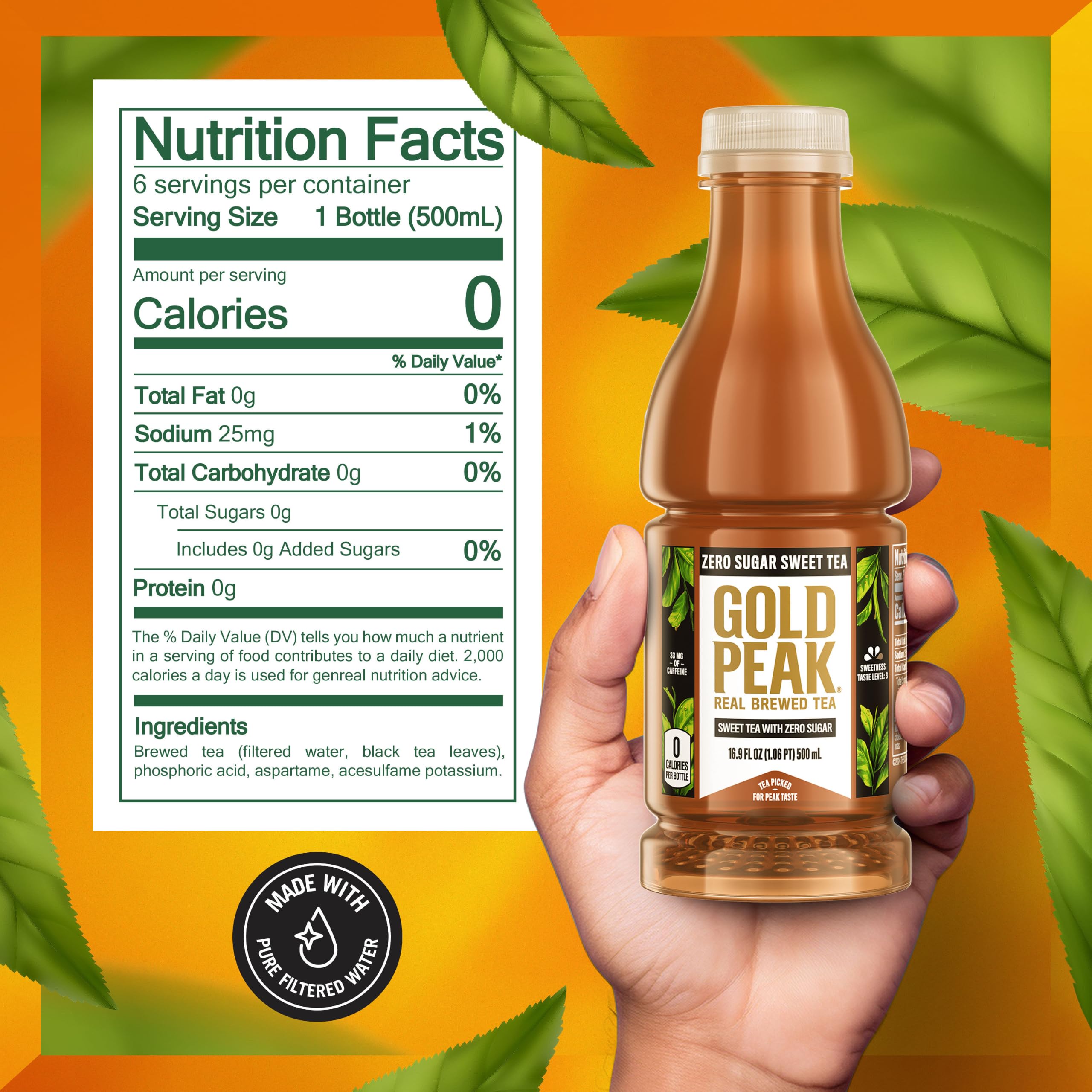 Gold Peak Diet Tea six bottles 16.9 fl oz