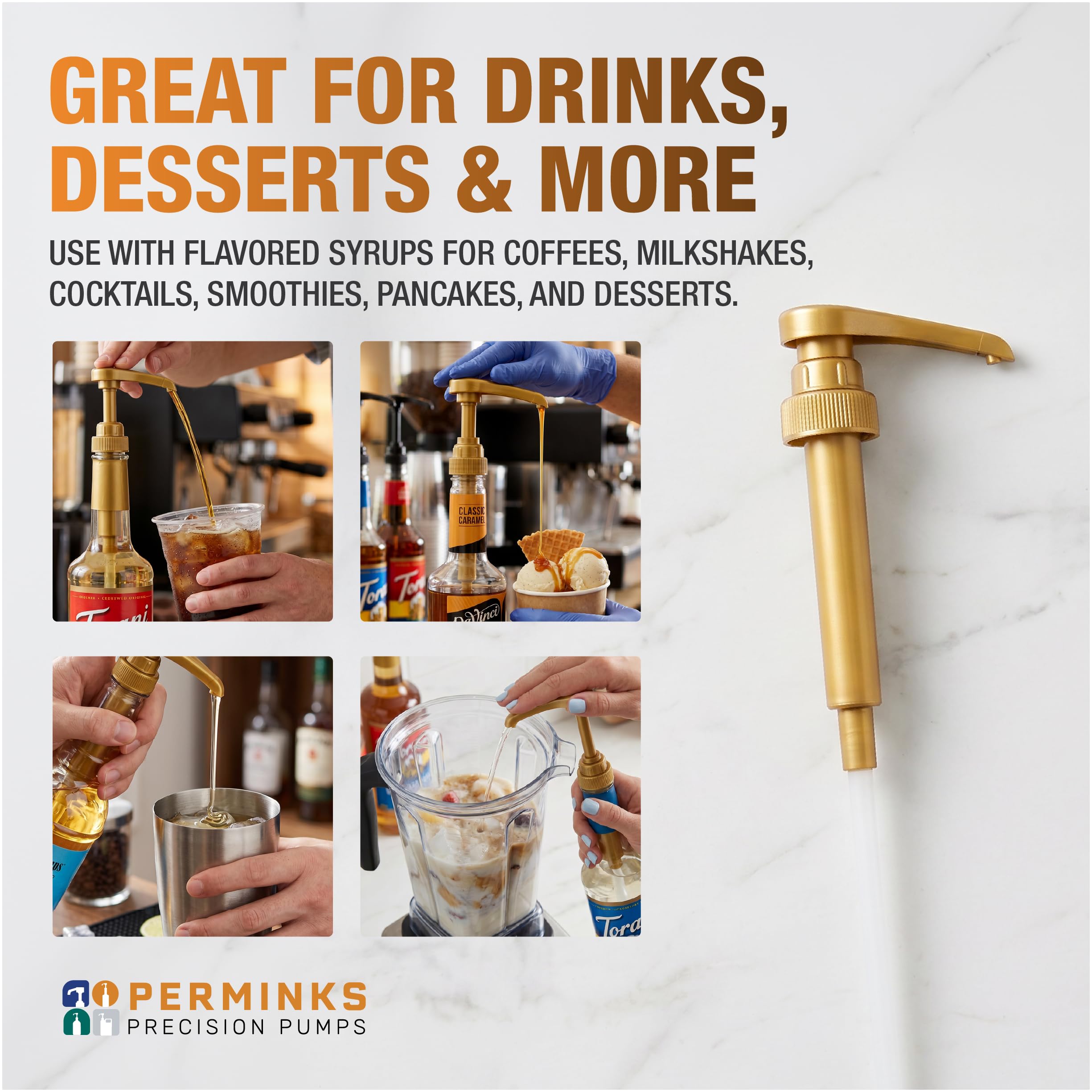 Syrup pump accessory set for Torani Davinci Skinny bottles