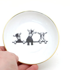Goat ring dish with 22K gold rim for jewelry storage