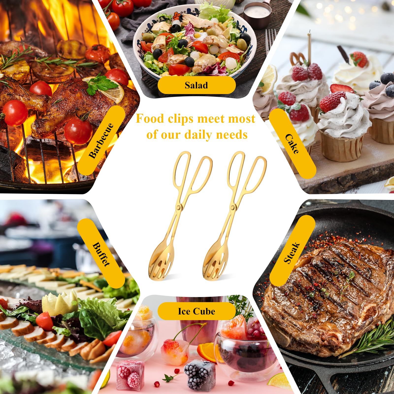 Gold serving utensils for catering and events