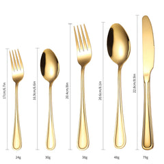 Gold stainless steel flatware 20 pieces for four people