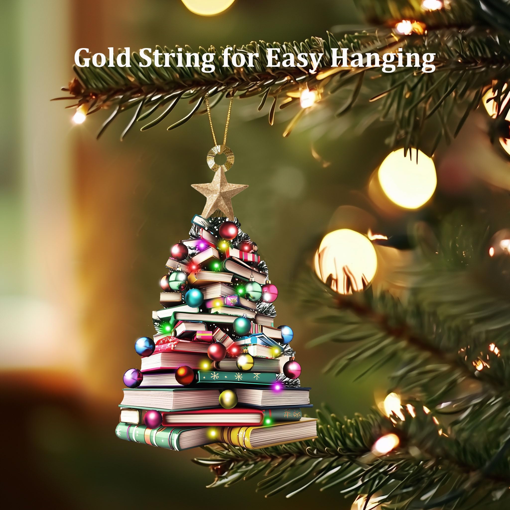 Ornament showing hole and gold-toned string for hanging