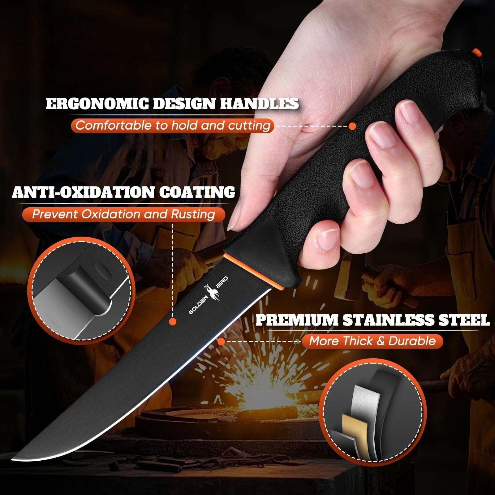 Roll bag shown with complete knife set