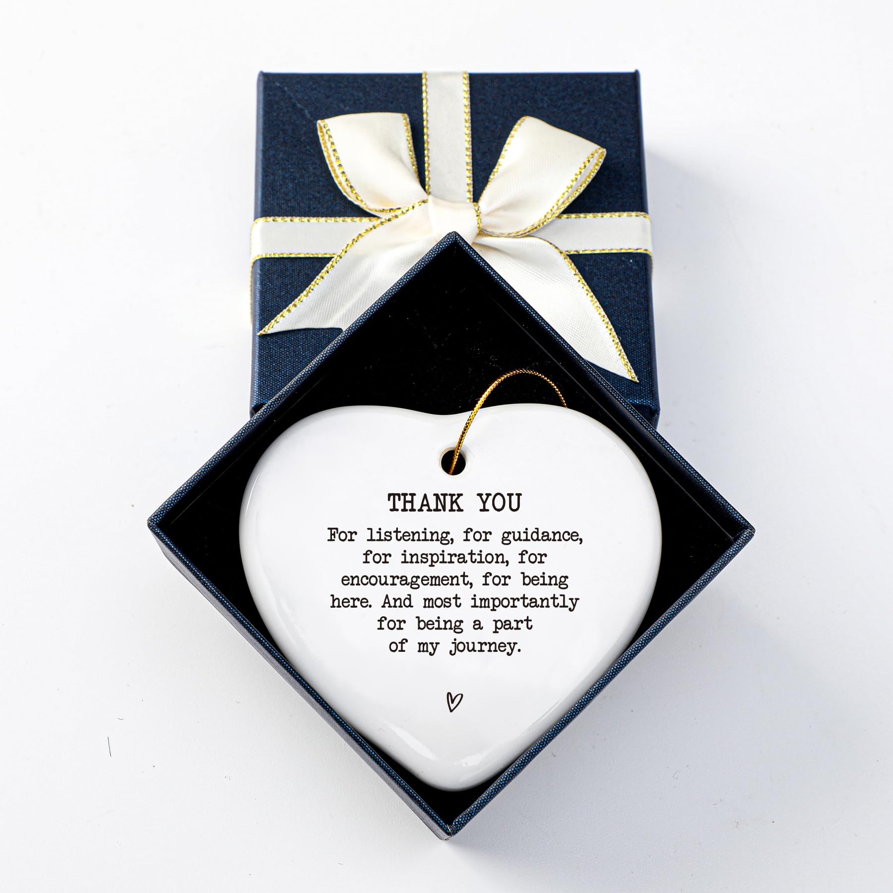 Ornament with golden ribbon ready for hanging